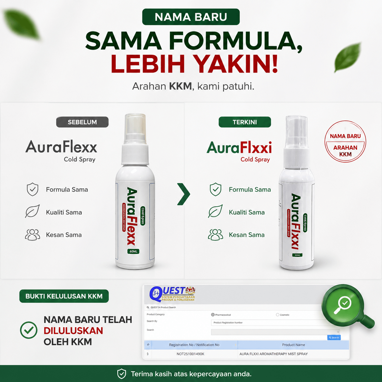 AuraFlexx kini AuraFlxxi — nama baru, formula sama